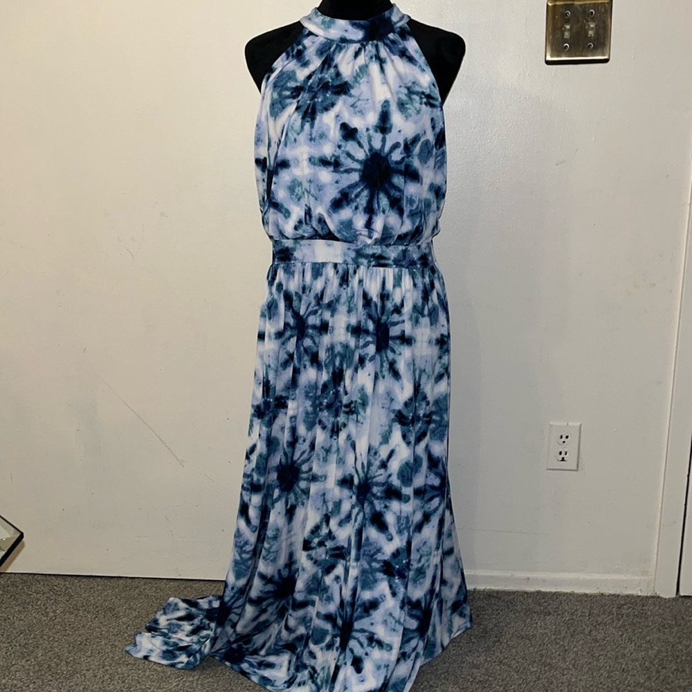 New! International Concepts. Large Blue multi maxi, sleeveless.